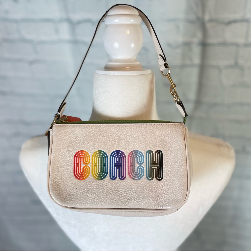 Coach White Mini Bag with Multicolor Logo